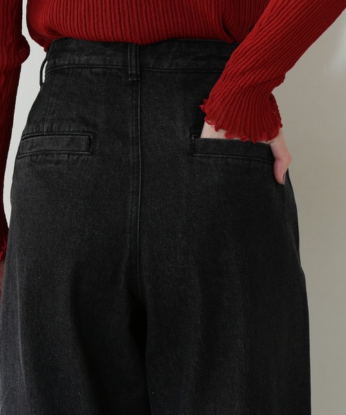 N.(N. Natural Beauty Basic)(エヌエヌナチュラルビューティーベーシック)の「【S Size Line】◆タックワイドデニムパンツ(デニムパンツ・レディース・ブラック/ワンウォッシュ・SMALL/MEDIUM)」の11枚目の写真