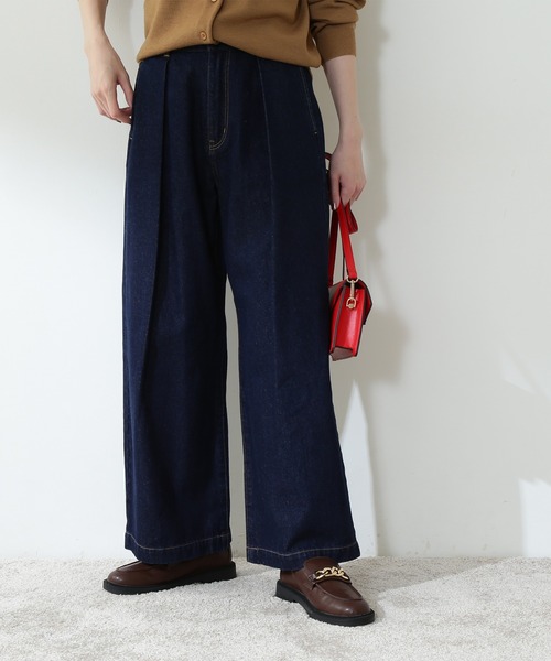 N.(N. Natural Beauty Basic)(エヌエヌナチュラルビューティーベーシック)の「【S Size Line】◆タックワイドデニムパンツ(デニムパンツ・レディース・ブラック/ワンウォッシュ・SMALL/MEDIUM)」の5枚目の写真