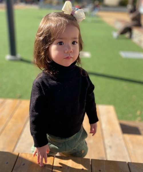 MAKE YOUR DAY（メイクユアデイ）の「コットンタートルセーター■80～140cm（ニット/セーター・キッズ・ブラック/ベージュ/オフホワイト・80/110/90/100/130/120/140）」の2枚目の写真