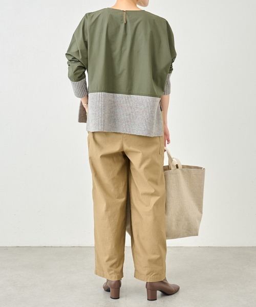 BEARDSLEY ビアズリー シャツコンビモックネックニット　グリーン BEARDSLEY（ビアズリー）の「ニットコンビブラウス（ニット/セーター