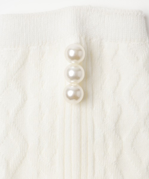 Honeys（ハニーズ）の「パール付ケーブルクルー丈（ソックス/靴下・レディース・ホワイト/ブラック/ピンク/ブルーグレー・FREE）」の12枚目の写真