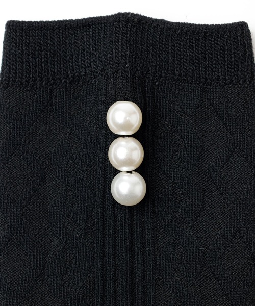 Honeys（ハニーズ）の「パール付ケーブルクルー丈（ソックス/靴下・レディース・ホワイト/ブラック/ピンク/ブルーグレー・FREE）」の14枚目の写真