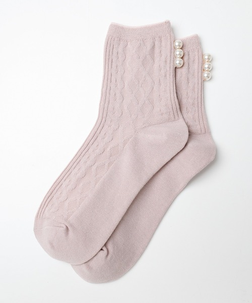 Honeys（ハニーズ）の「パール付ケーブルクルー丈（ソックス/靴下・レディース・ホワイト/ブラック/ピンク/ブルーグレー・FREE）」の17枚目の写真