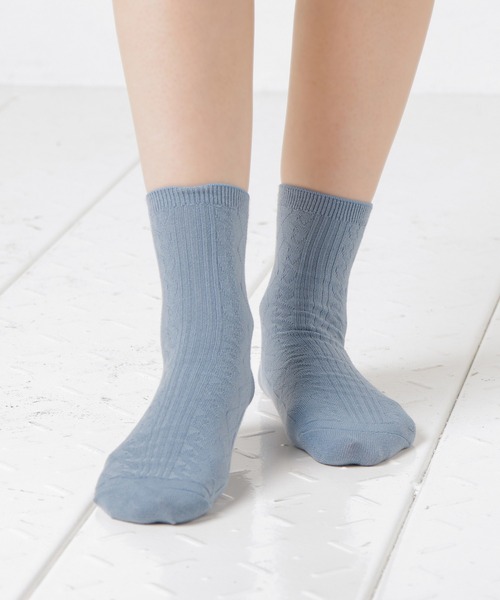 Honeys（ハニーズ）の「パール付ケーブルクルー丈（ソックス/靴下・レディース・ホワイト/ブラック/ピンク/ブルーグレー・FREE）」の19枚目の写真