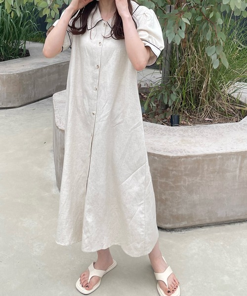 LE MORE（リモア）の「レトロボタンシャツワンピース（ワンピース・レディース・ブラック/アイボリー・FREE）」の21枚目の写真