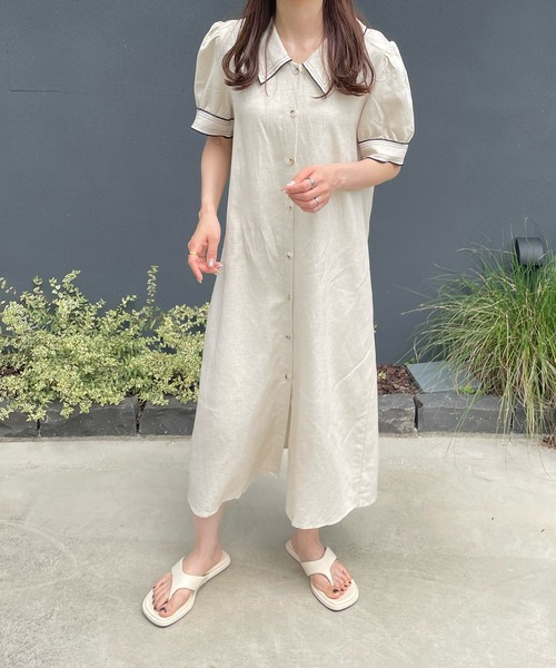 LE MORE（リモア）の「レトロボタンシャツワンピース（ワンピース・レディース・ブラック/アイボリー・FREE）」の20枚目の写真