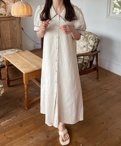 LE MORE（リモア）の「レトロボタンシャツワンピース（ワンピース・レディース・ブラック/アイボリー・FREE）」の18枚目の写真