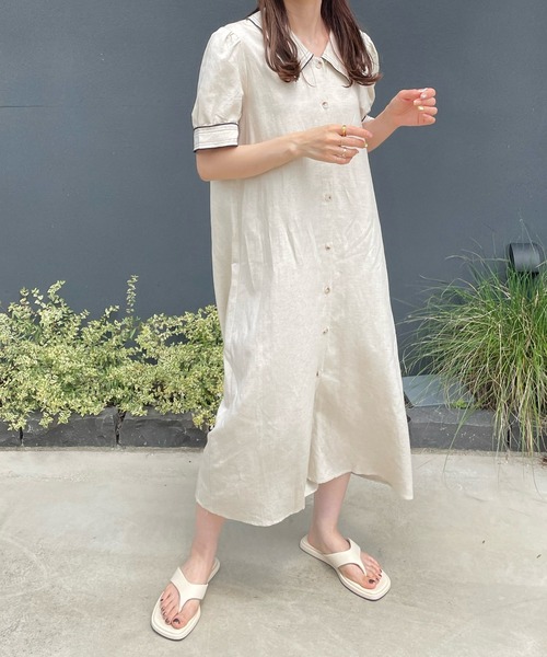 LE MORE（リモア）の「レトロボタンシャツワンピース（ワンピース・レディース・ブラック/アイボリー・FREE）」の17枚目の写真