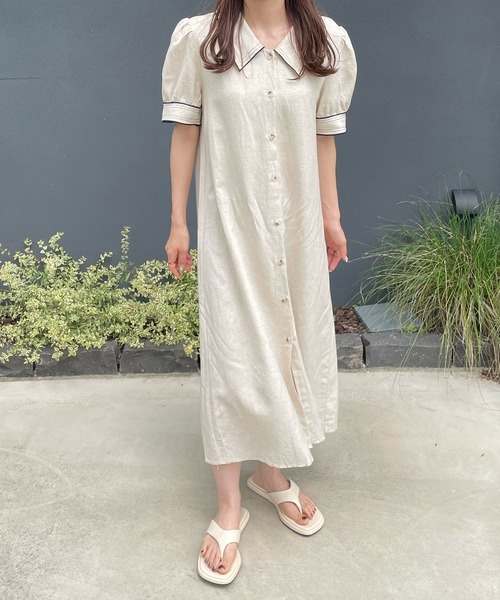 LE MORE（リモア）の「レトロボタンシャツワンピース（ワンピース・レディース・ブラック/アイボリー・FREE）」の16枚目の写真