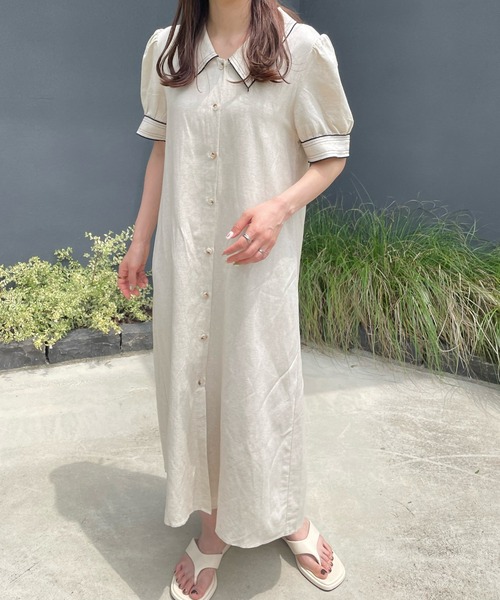 LE MORE（リモア）の「レトロボタンシャツワンピース（ワンピース・レディース・ブラック/アイボリー・FREE）」の15枚目の写真