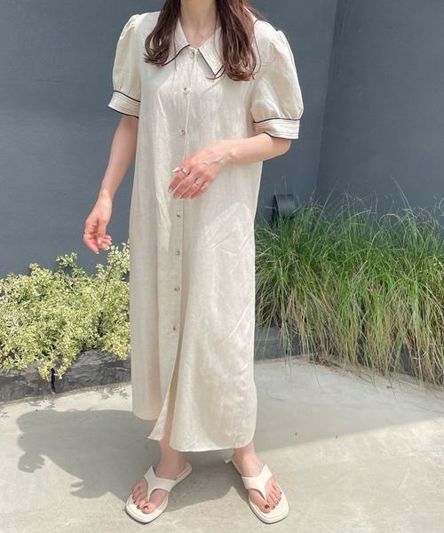 LE MORE（リモア）の「レトロボタンシャツワンピース（ワンピース・レディース・ブラック/アイボリー・FREE）」の14枚目の写真