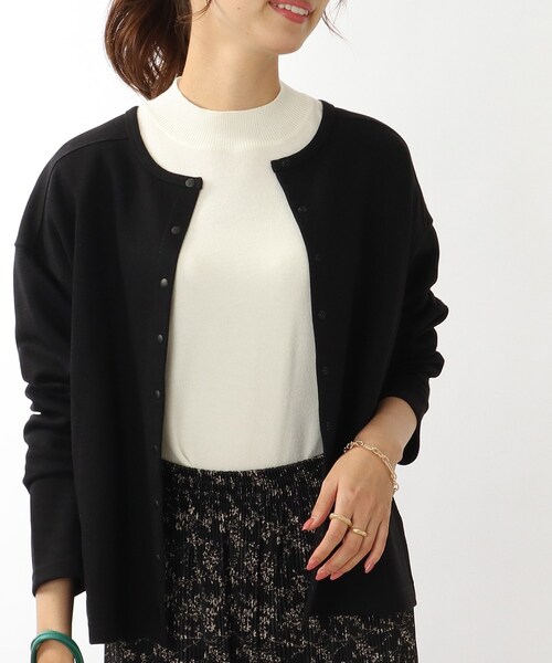 DRESKIP(ドレスキップ)の「◆【2WAY】ポンチスナップ釦カーディガン(カーディガン/ボレロ・レディース・ブラック/グリーン/サンドベージュ/ピンク系・02/03/04)」の1枚目の写真