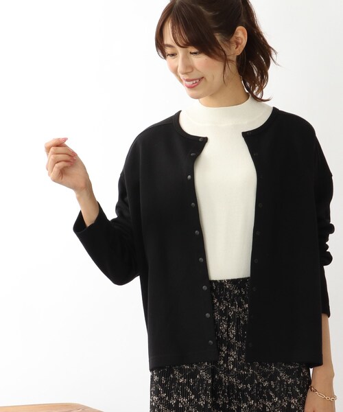 DRESKIP(ドレスキップ)の「◆【2WAY】ポンチスナップ釦カーディガン(カーディガン/ボレロ・レディース・ブラック/グリーン/サンドベージュ/ピンク系・02/03/04)」の5枚目の写真