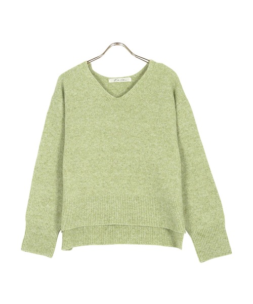 KOBE LETTUCE(コウベレタス)の「ウォッシャブルヤク風Vネックニットトップス(ニット/セーター・レディース・ブラック/ベージュ/ピンク/イエロー/ライトグリーン/アイボリー/モカ/チャコール/パープル・M/L)」の6枚目の写真