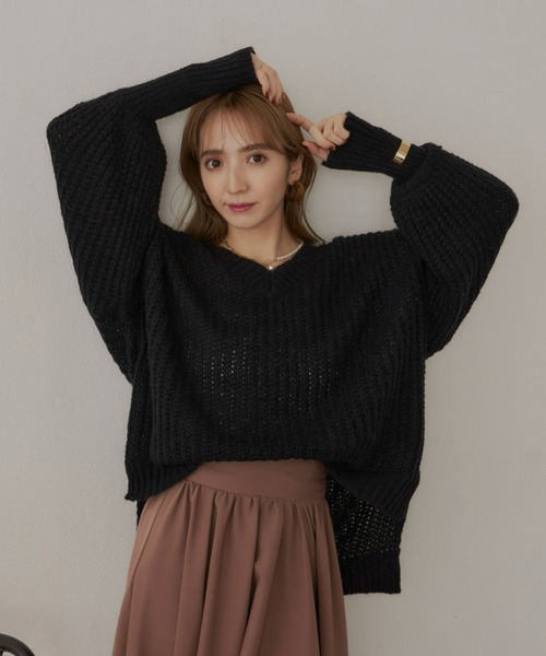 VIOLETTA(ヴィオレッタ)の「バルーンスリーブローゲージニットトップス(ニット/セーター・レディース・ホワイト/ブラック/ライトパープル・FREE)」の18枚目の写真