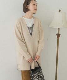 F by ROSSO　ハミルトンラムズウールVネックチュニックニット