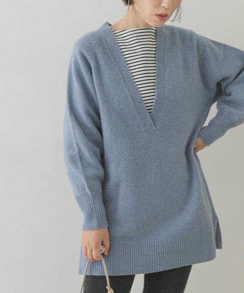 F by ROSSO(エフバイロッソ)の「F by ROSSO ハミルトンラムズウールVネックチュニックニット(ニット/セーター・レディース・ブルー/モカ/イエロー/アイボリー・FREE)」の13枚目の写真