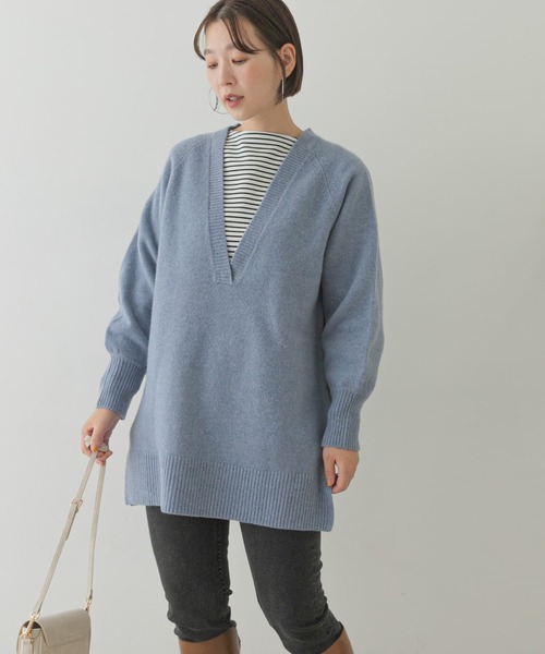 F by ROSSO(エフバイロッソ)の「F by ROSSO ハミルトンラムズウールVネックチュニックニット(ニット/セーター・レディース・ブルー/モカ/イエロー/アイボリー・FREE)」の15枚目の写真