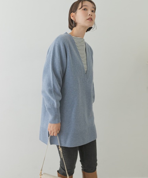 F by ROSSO(エフバイロッソ)の「F by ROSSO ハミルトンラムズウールVネックチュニックニット(ニット/セーター・レディース・ブルー/モカ/イエロー/アイボリー・FREE)」の16枚目の写真