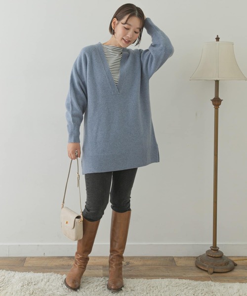 F by ROSSO(エフバイロッソ)の「F by ROSSO ハミルトンラムズウールVネックチュニックニット(ニット/セーター・レディース・ブルー/モカ/イエロー/アイボリー・FREE)」の18枚目の写真