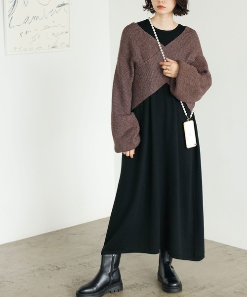 GeeRA（ジーラ）の「マルチウェイクロスニットワンピース（ワンピース・レディース・サンドグレー/ブラック・MEDIUM/LARGE）」の17枚目の写真
