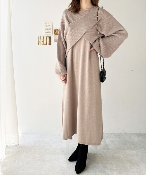 GeeRA（ジーラ）の「マルチウェイクロスニットワンピース（ワンピース・レディース・サンドグレー/ブラック・MEDIUM/LARGE）」の9枚目の写真