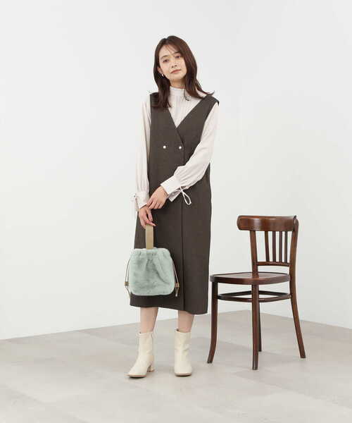 N.（N. Natural Beauty Basic）（エヌエヌナチュラルビューティーベーシック）の「【横田ひかるさん着用】フェイクファーワンハンドル巾着トートバッグ（トートバッグ・レディース・グレー/ライトグリーン・ﾌﾘ-）」の21枚目の写真