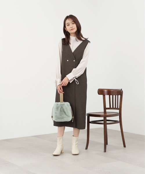 N.（N. Natural Beauty Basic）（エヌエヌナチュラルビューティーベーシック）の「【横田ひかるさん着用】フェイクファーワンハンドル巾着トートバッグ（トートバッグ・レディース・グレー/ライトグリーン・ﾌﾘ-）」の8枚目の写真