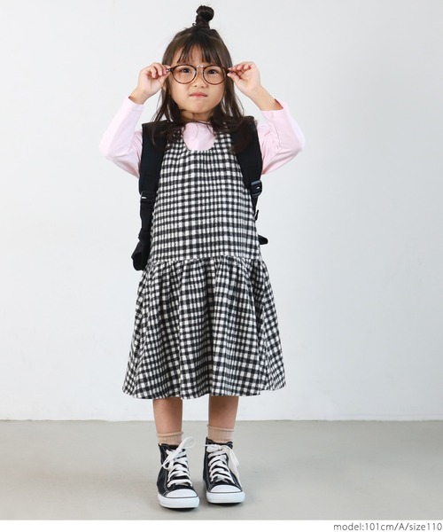 coca（coca）（コカ）の「キッズ 親子お揃い モッサチェック柄 ギャザー ジャンパースカート（ジャンパースカート・キッズ・A/B・110/130/120/100/140）」の4枚目の写真