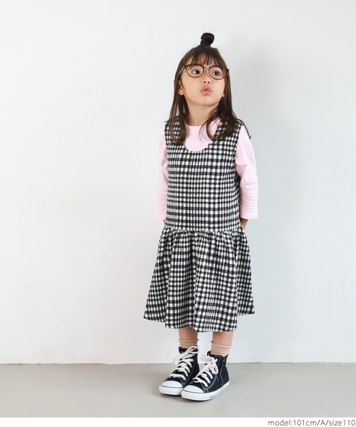 coca（coca）（コカ）の「キッズ 親子お揃い モッサチェック柄 ギャザー ジャンパースカート（ジャンパースカート・キッズ・A/B・110/130/120/100/140）」の5枚目の写真