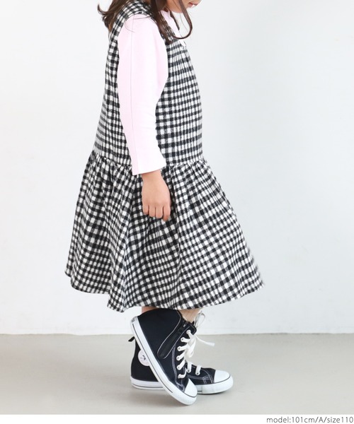 coca（coca）（コカ）の「キッズ 親子お揃い モッサチェック柄 ギャザー ジャンパースカート（ジャンパースカート・キッズ・A/B・110/130/120/100/140）」の8枚目の写真