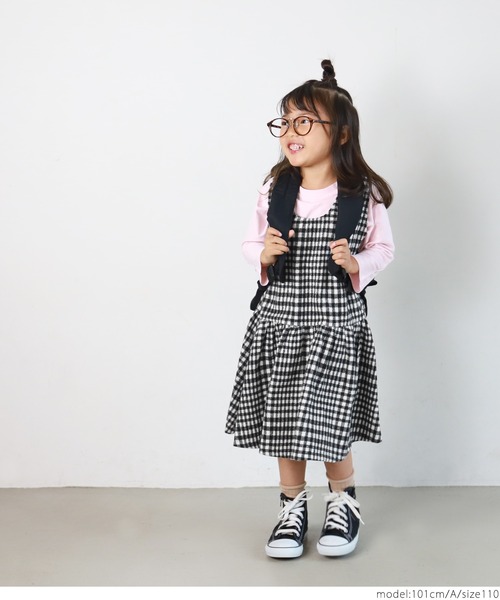 coca（coca）（コカ）の「キッズ 親子お揃い モッサチェック柄 ギャザー ジャンパースカート（ジャンパースカート・キッズ・A/B・110/130/120/100/140）」の9枚目の写真