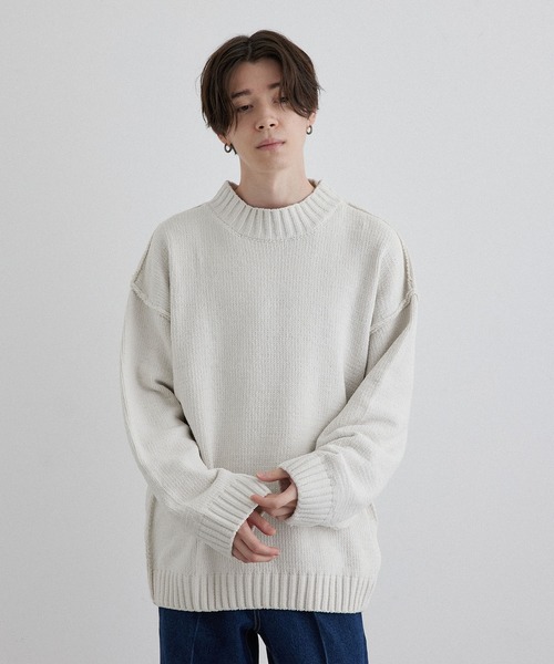 JUNRED（ジュンレッド）の「モールニットモックネックプルオーバー（ニット/セーター・メンズ・オフホワイト/ブラック/グリーン・M/L/LL）」の2枚目の写真