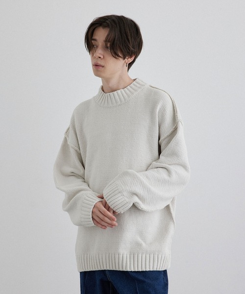 JUNRED（ジュンレッド）の「モールニットモックネックプルオーバー（ニット/セーター・メンズ・オフホワイト/ブラック/グリーン・M/L/LL）」の6枚目の写真