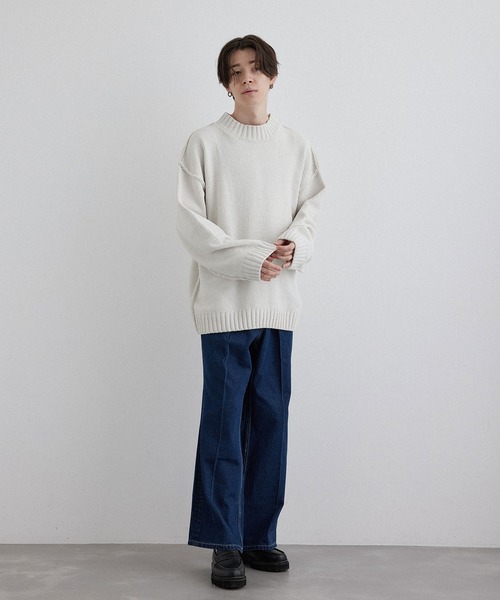 JUNRED（ジュンレッド）の「モールニットモックネックプルオーバー（ニット/セーター・メンズ・オフホワイト/ブラック/グリーン・M/L/LL）」の12枚目の写真