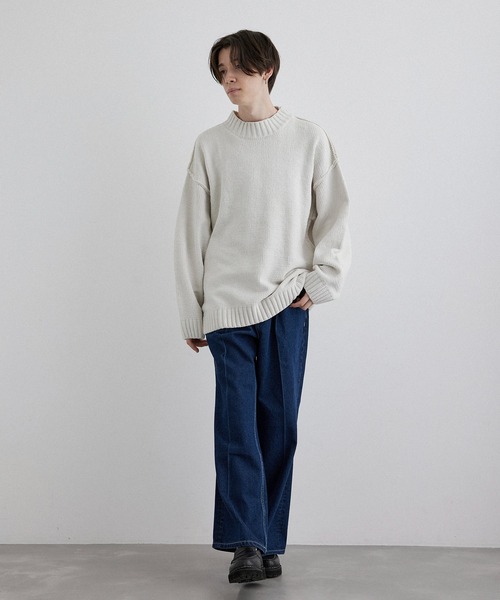 JUNRED（ジュンレッド）の「モールニットモックネックプルオーバー（ニット/セーター・メンズ・オフホワイト/ブラック/グリーン・M/L/LL）」の22枚目の写真