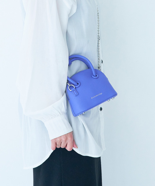 macaroni edge（マカロニエッジ）の「〈macaroni edge/マカロニエッジ〉マイクロミニバッグ ドームバッグ チェーンショルダーストラップ（ショルダーバッグ・レディース・ブラック/ライム/パープル/ピンク/ピンク系その他・ONE SIZE）」の4枚目の写真