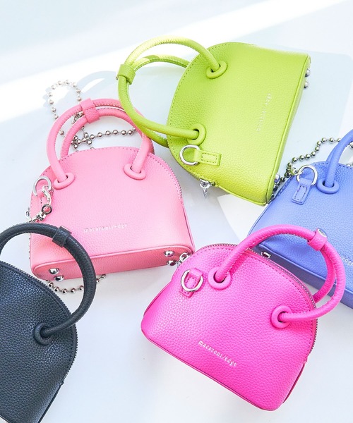 macaroni edge（マカロニエッジ）の「〈macaroni edge/マカロニエッジ〉マイクロミニバッグ ドームバッグ チェーンショルダーストラップ（ショルダーバッグ・レディース・ブラック/ライム/パープル/ピンク/ピンク系その他・ONE SIZE）」の13枚目の写真