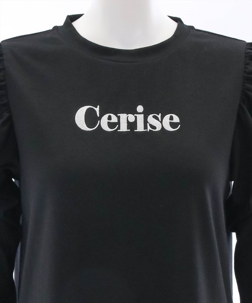 clear（クリア）の「長袖袖ギャザー刺繍カットソー（Tシャツ/カットソー・レディース・オフホワイト/ブラック・F）」の5枚目の写真