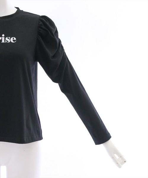 clear（クリア）の「長袖袖ギャザー刺繍カットソー（Tシャツ/カットソー・レディース・オフホワイト/ブラック・F）」の6枚目の写真