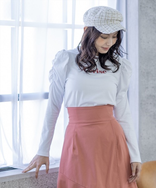 clear（クリア）の「長袖袖ギャザー刺繍カットソー（Tシャツ/カットソー・レディース・オフホワイト/ブラック・F）」の14枚目の写真