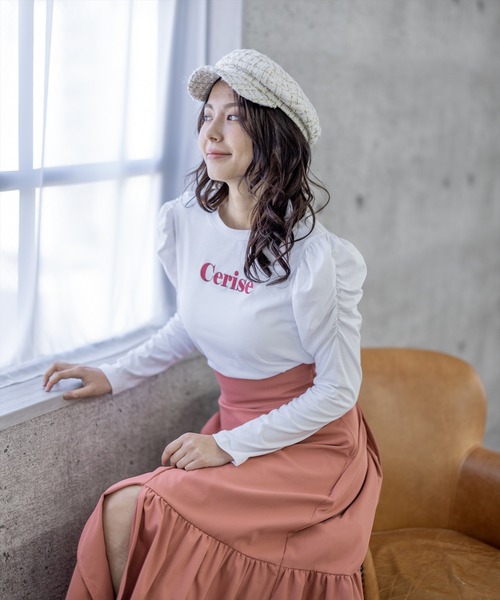 clear（クリア）の「長袖袖ギャザー刺繍カットソー（Tシャツ/カットソー・レディース・オフホワイト/ブラック・F）」の13枚目の写真