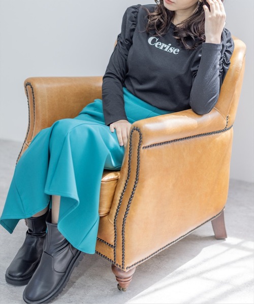 clear（クリア）の「長袖袖ギャザー刺繍カットソー（Tシャツ/カットソー・レディース・オフホワイト/ブラック・F）」の19枚目の写真