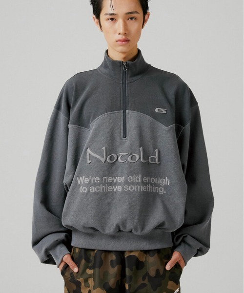 ESC STUDIO（イーエスシースタジオ）の「【ESC STUDIO/イーエスシースタジオ】half zipup mtm / ハーフジップ ハーフジップアップ スウェットシャツ ハイネック スウェット トレーナー 秋服 冬服 長袖トップス（スウェット・メンズ・グレー/グリーン・ONE SIZE）」の2枚目の写真