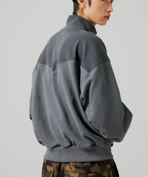ESC STUDIO（イーエスシースタジオ）の「【ESC STUDIO/イーエスシースタジオ】half zipup mtm / ハーフジップ ハーフジップアップ スウェットシャツ ハイネック スウェット トレーナー 秋服 冬服 長袖トップス（スウェット・メンズ・グレー/グリーン・ONE SIZE）」の6枚目の写真