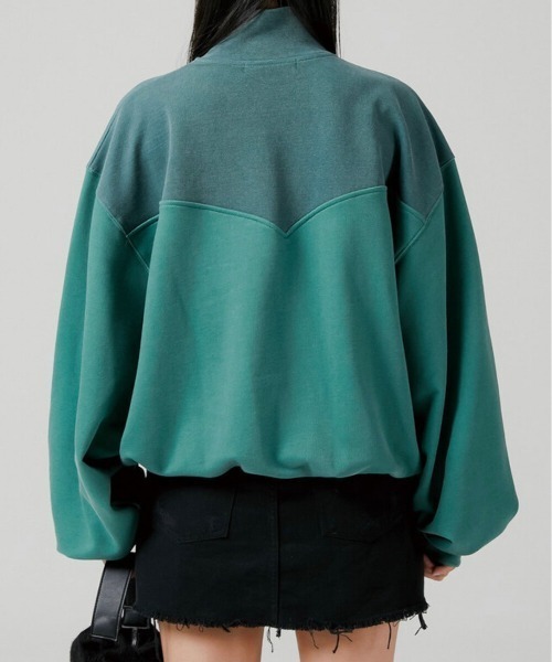 ESC STUDIO（イーエスシースタジオ）の「【ESC STUDIO/イーエスシースタジオ】half zipup mtm / ハーフジップ ハーフジップアップ スウェットシャツ ハイネック スウェット トレーナー 秋服 冬服 長袖トップス（スウェット・メンズ・グレー/グリーン・ONE SIZE）」の16枚目の写真