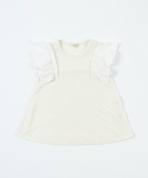trois lapins kp(トロワラパンケーピー)の「袖フリル 天竺半袖Tシャツ(100~130cm)(Tシャツ/カットソー・キッズ・オフホワイト/ラベンダー・120cm/130cm/110cm/100cm)」の2枚目の写真