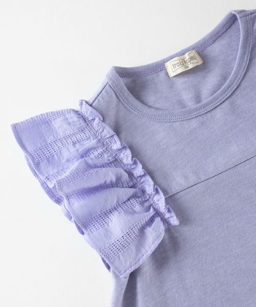 trois lapins kp(トロワラパンケーピー)の「袖フリル 天竺半袖Tシャツ(100~130cm)(Tシャツ/カットソー・キッズ・オフホワイト/ラベンダー・120cm/130cm/110cm/100cm)」の7枚目の写真