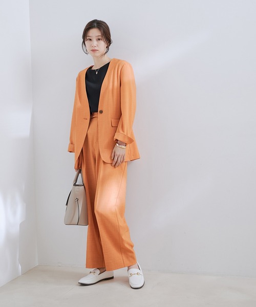 VIS（ビス）の「【接触冷感・洗える】美easy Dカンベルト付きワイドパンツ【セットアップ対応】（スラックス・レディース・ターコイズブルー/オレンジ系その他/ブラック/ベージュ/ピンク系その他2/グリーン系その他/ネイビー/ブラウン系その他2/ピンク/ブルー系その他4/ホワイト系その他5・L/M/S/SS/LL）」の21枚目の写真