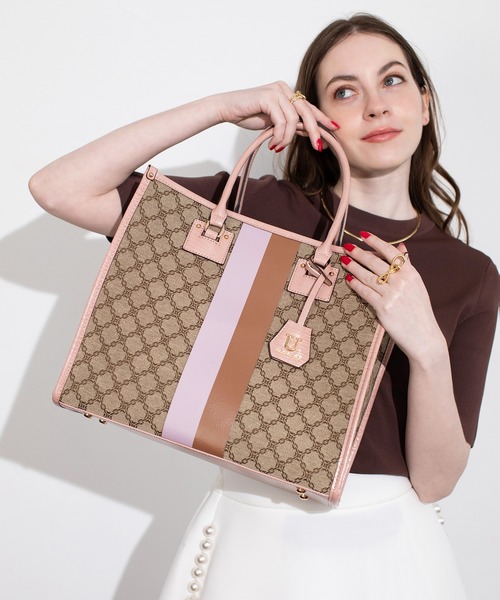 U(ユー)の「ジャガード ラインアングル トートバッグL ショルダー付(トートバッグ・レディース・イエロー/オレンジ/グリーン/アイボリー/ライトブルー/レッド系/イエロー系/ホワイト系その他/ピンク系その他/ホワイト系その他2/ブルー/イエロー系2・FREE)」の10枚目の写真